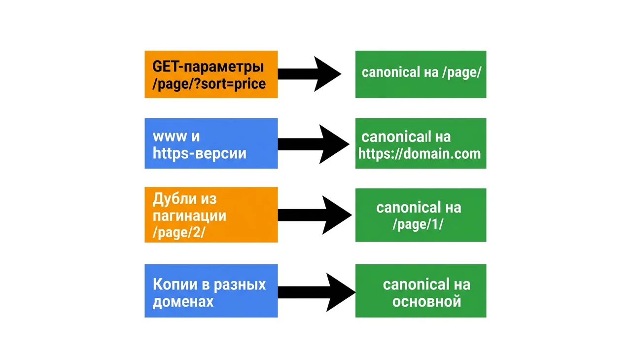 Четыре сценария применения canonical URL