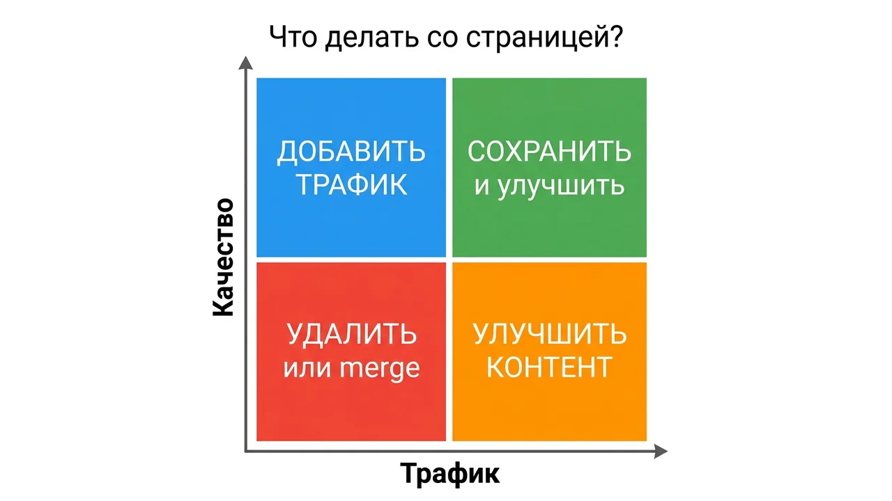 Матрица контентного аудита: трафик и качество
