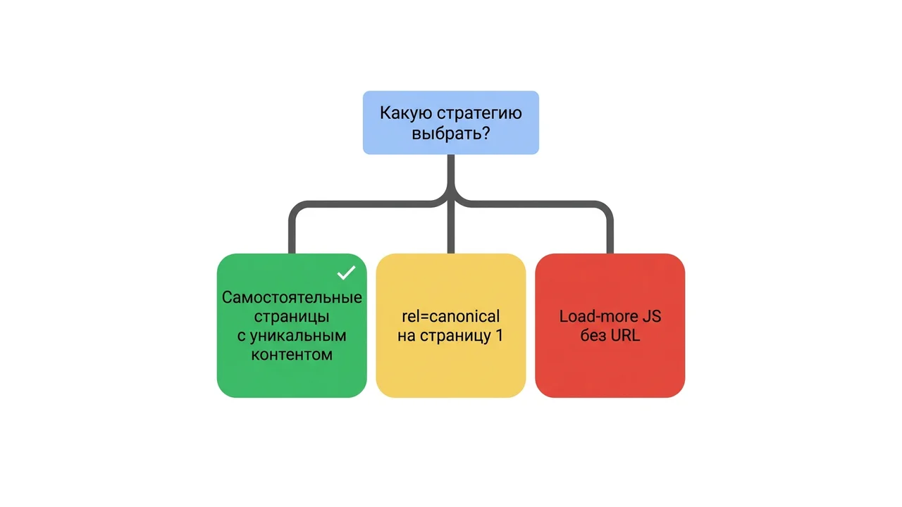 Дерево решений: какую SEO-стратегию для пагинации выбрать — noindex, canonical или полная индексация