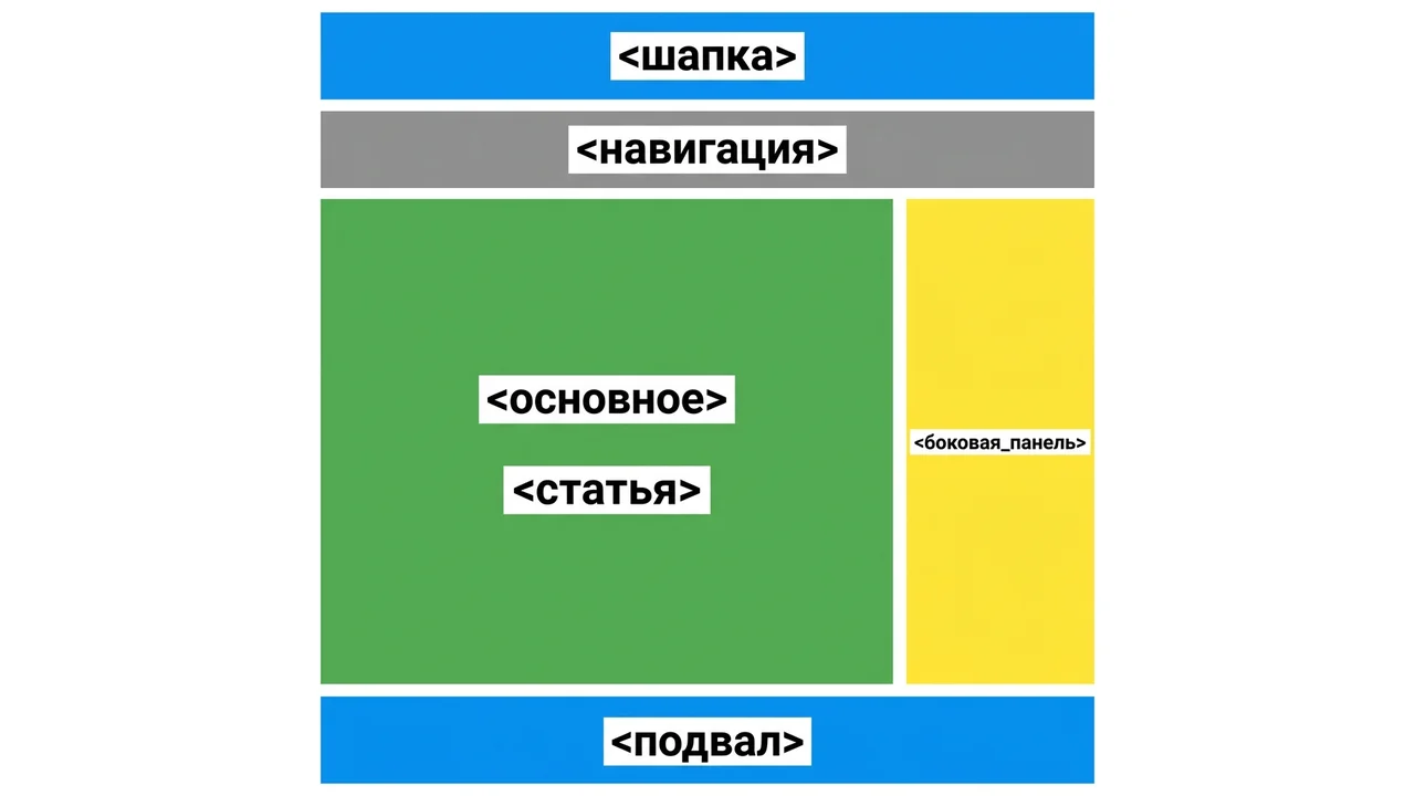 Семантическая разметка HTML5: структура страницы с семантическими тегами