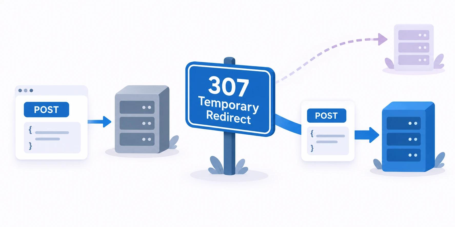 Conceptual diagram explaining 307 Temporary Redirect.