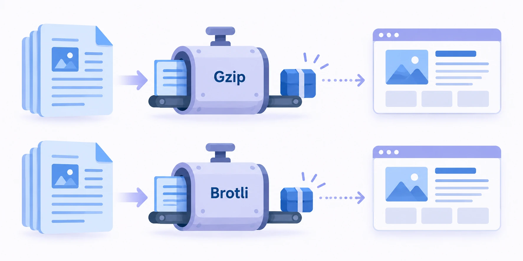 Conceptual diagram explaining Gzip and Brotli Compression.