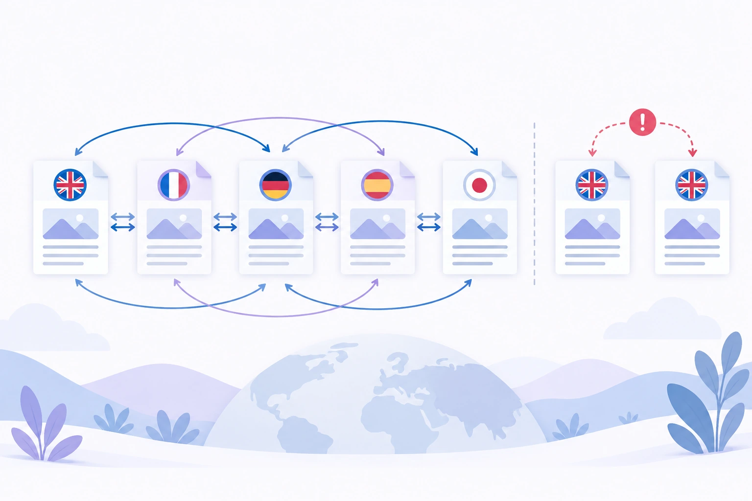 Conceptual illustration for Duplicate Content Across Languages.