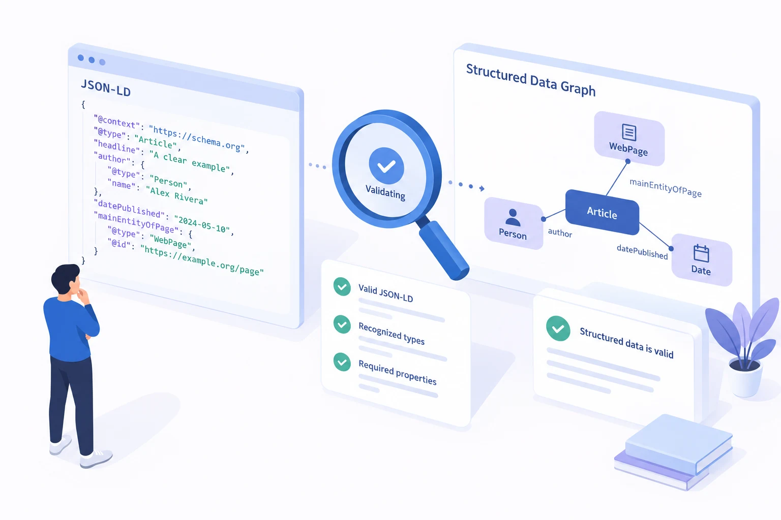 Conceptual illustration explaining google rich results test.