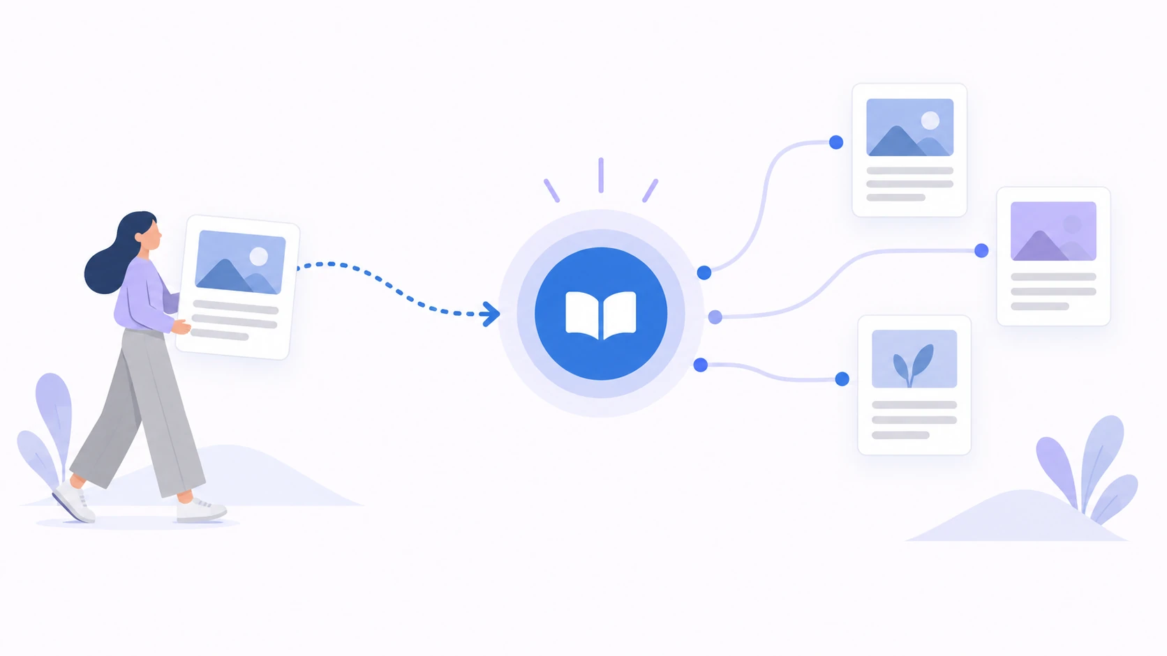 Conceptual lone page becoming reachable from a relevant hub through a contextual internal link.