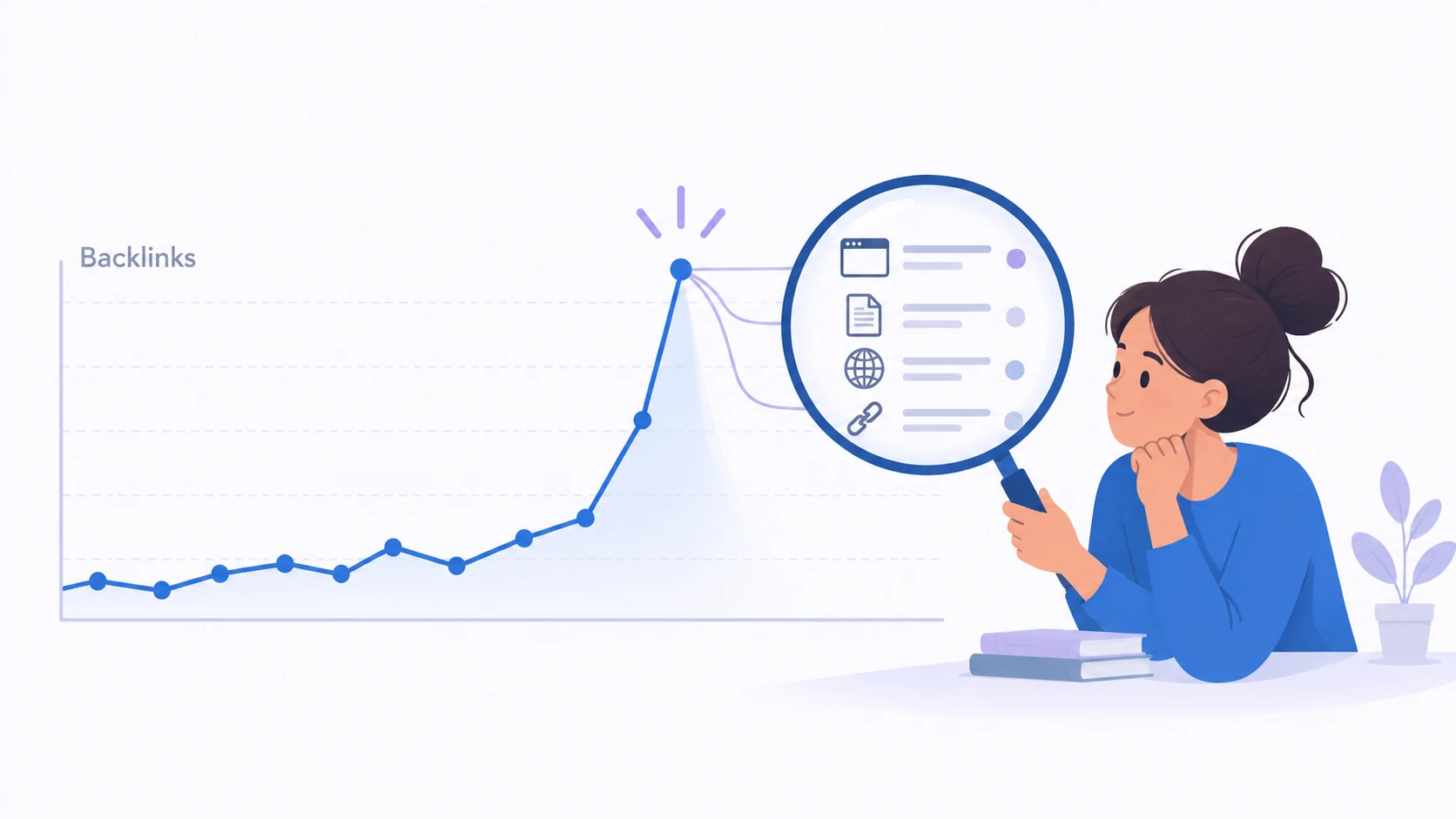 Conceptual backlink timeline with a spike examined through a relevance lens.