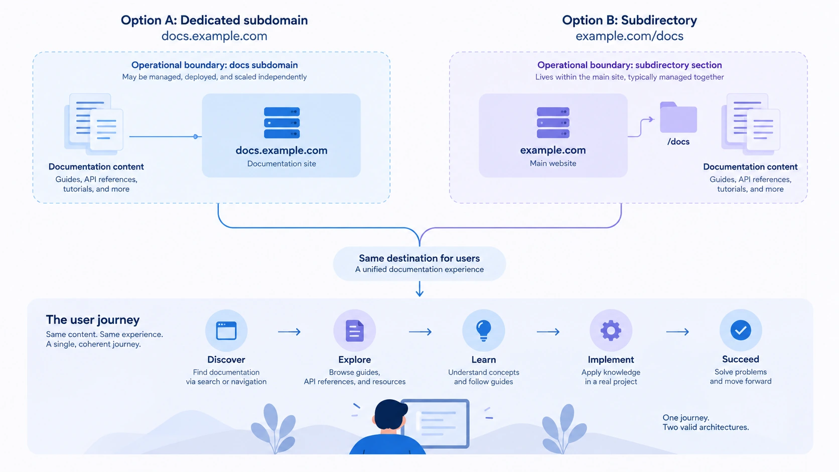 Conceptual illustration explaining subdomain vs subdirectory.