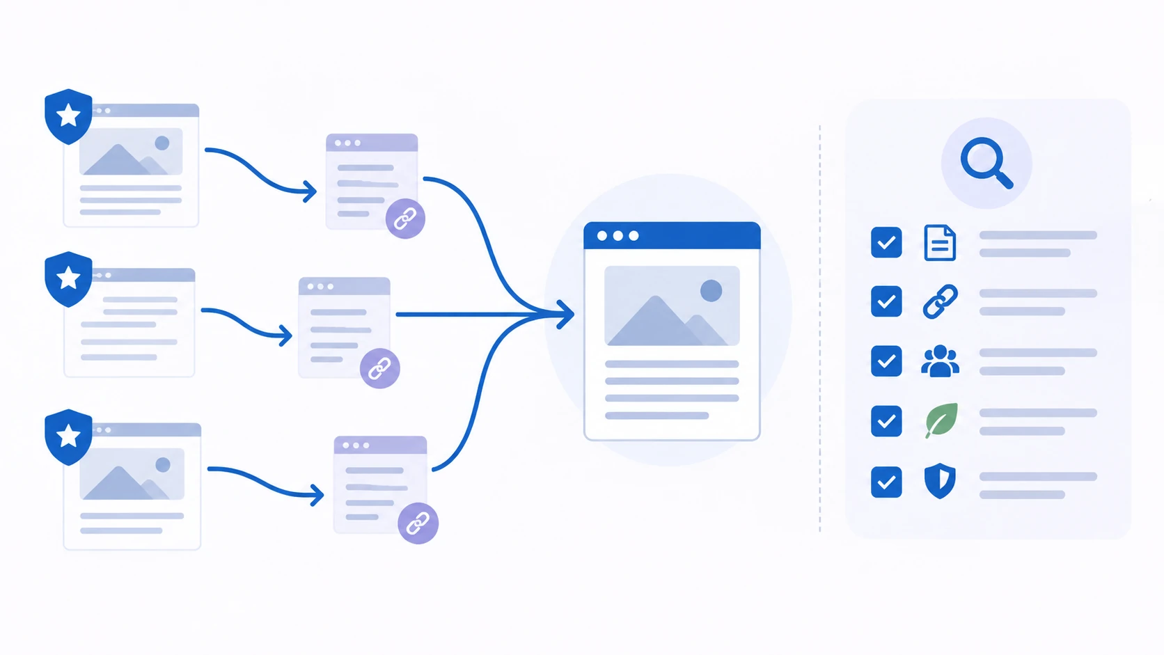 Conceptual illustration explaining Trust Flow (TF) — Majestic trust metric.