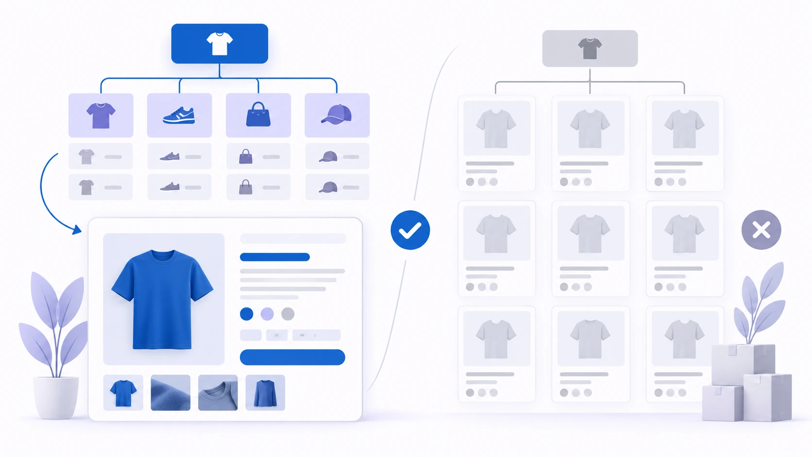 Conceptual illustration for Thin content in e-commerce.