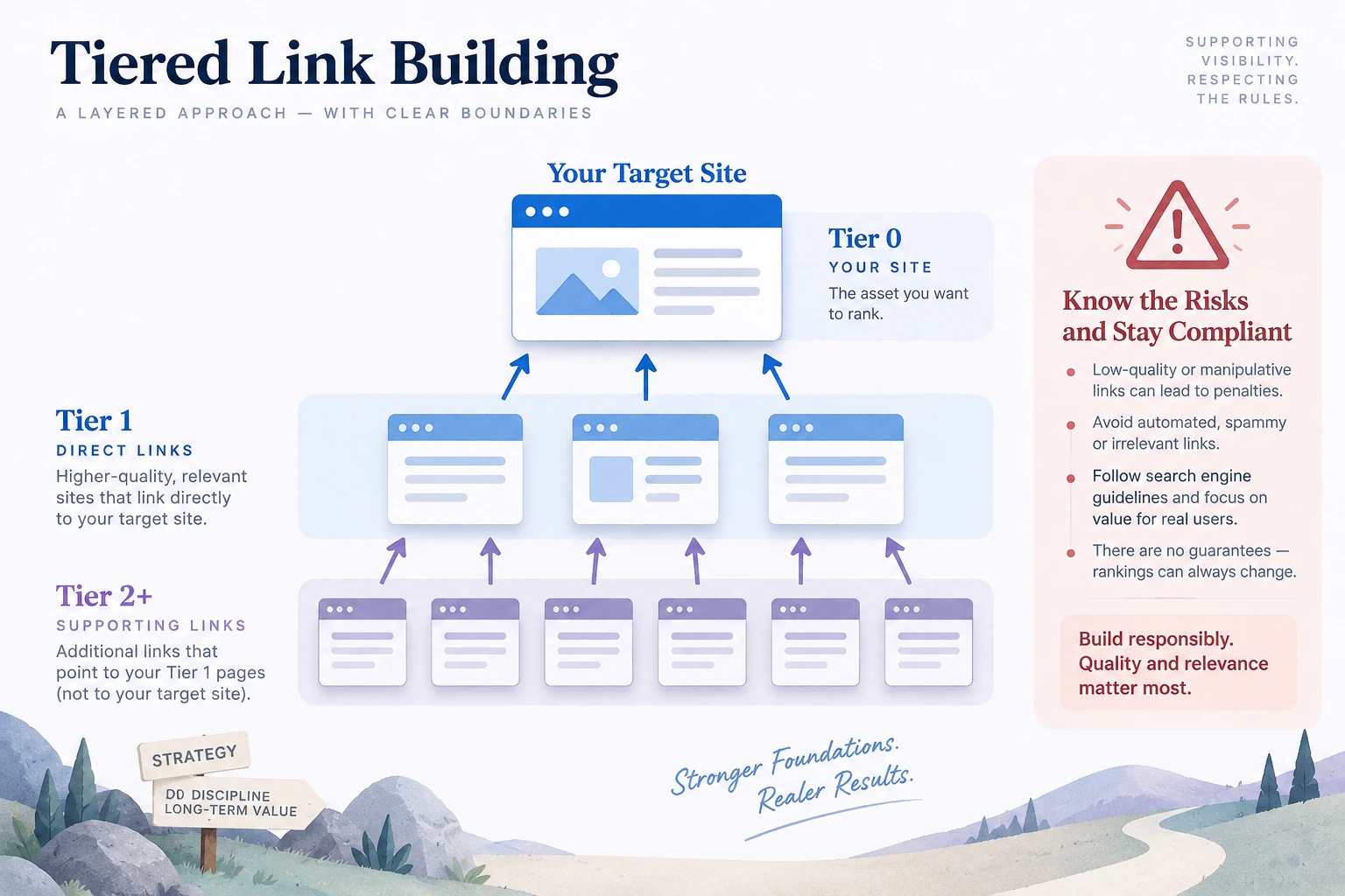 Conceptual educational illustration for Tiered Link Building