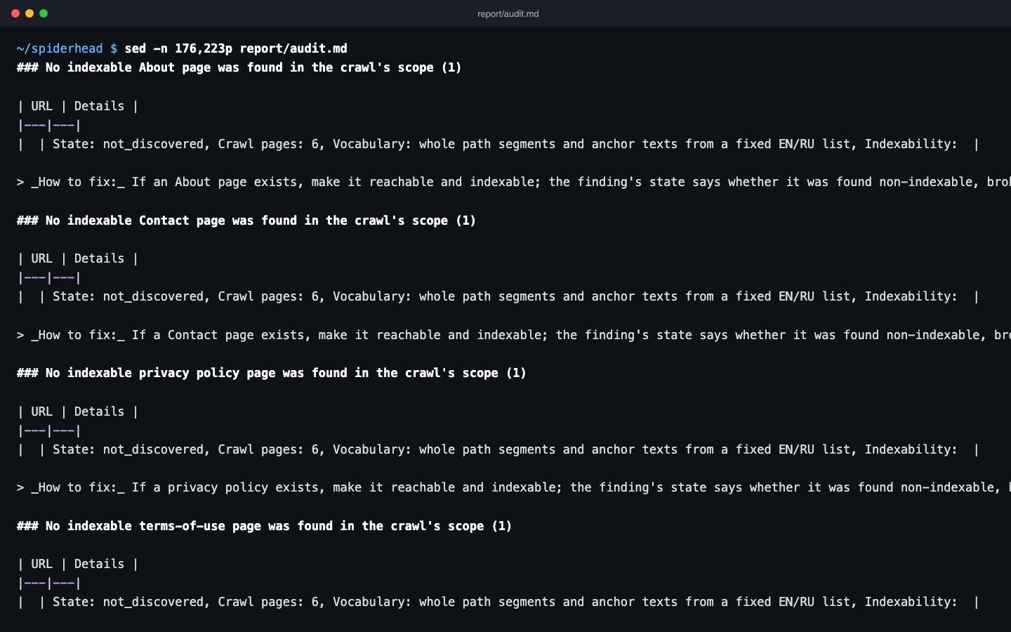 Audit report: trust and attribution checks, sitemap and robots