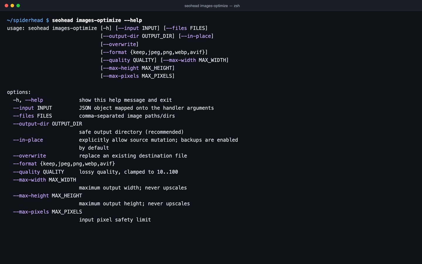 Image pipeline: pick heavy images, compress, convert to WebP or AVIF, redirects and task