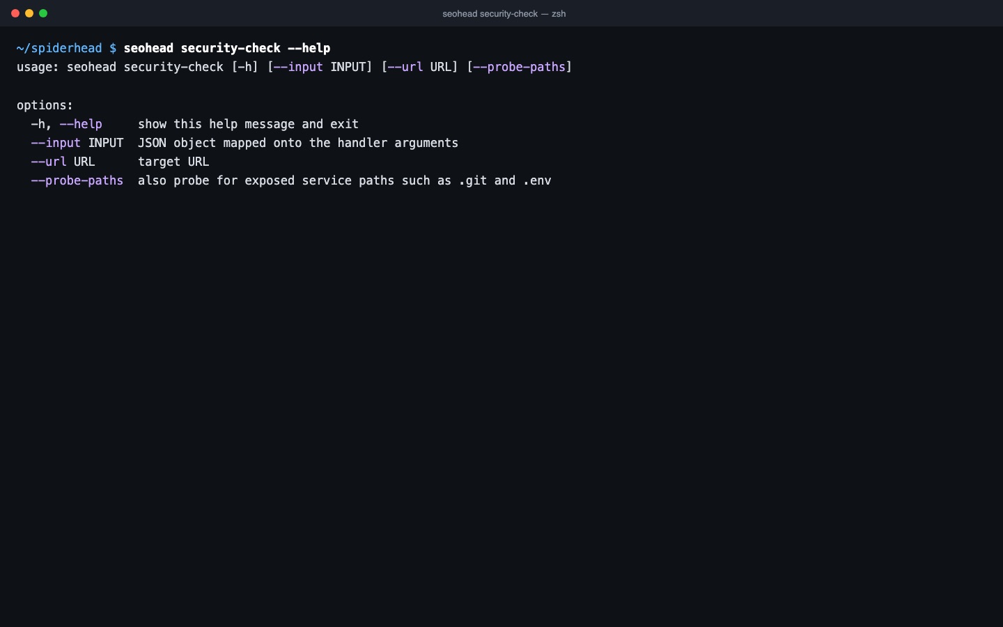 Terminal: seohead security-check